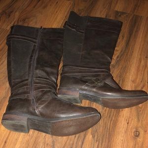 Wide calf brown boots